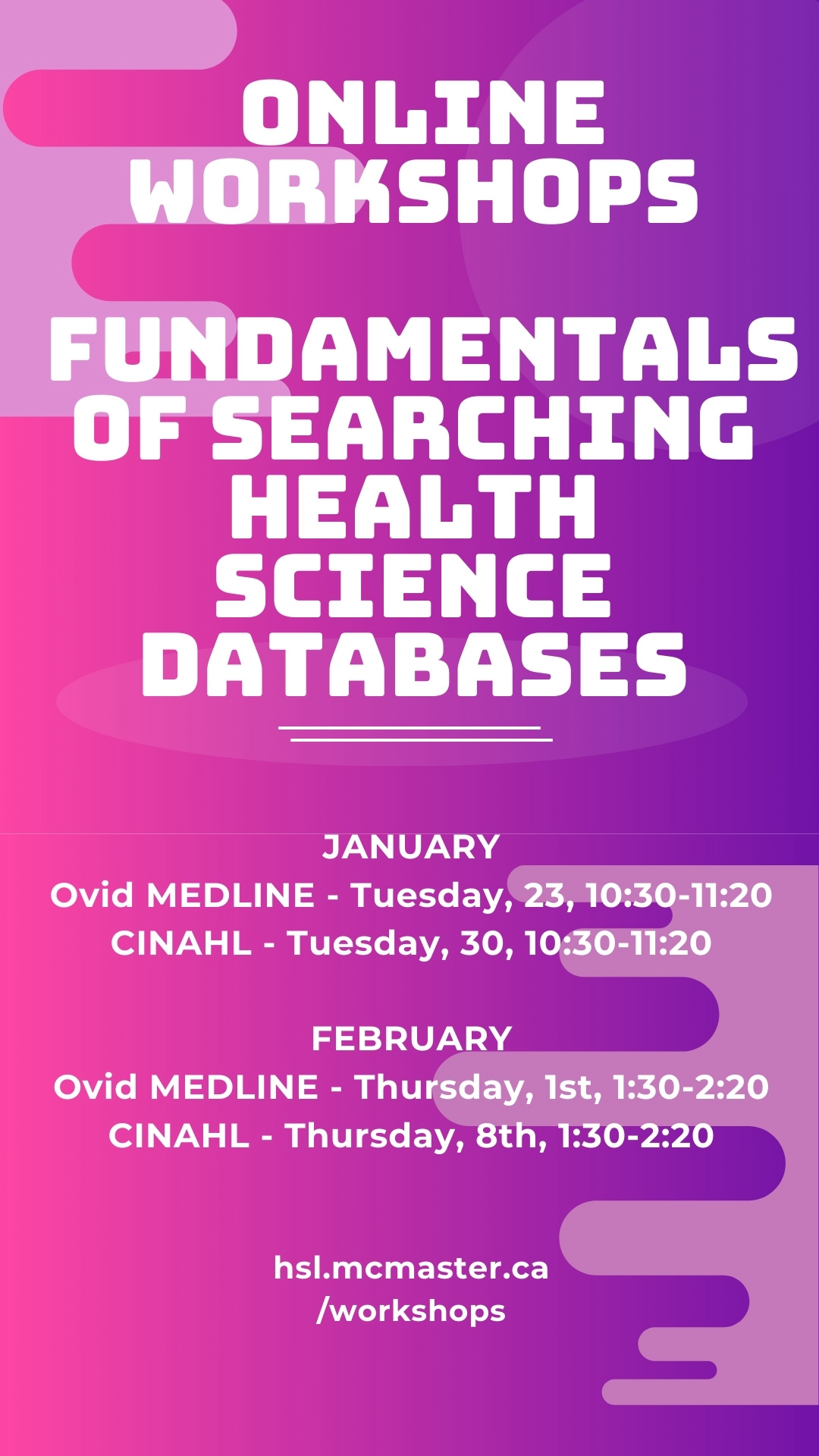 Online Workshops
Fundamentals of Searching Health Science Databases

